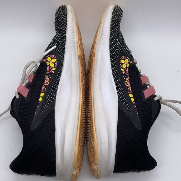 Nike Downshifter 9 Running Athletic Shoes Black Pink Yellow Floral Swoosh Size 9 - Picture 6 of 11